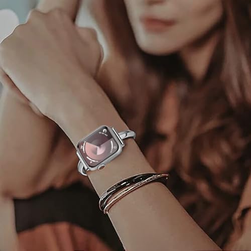 DEALELE 2-PACK Bands Compatible with iWatch 41mm 40mm 38mm, Bling Diamonds Steel Metal Replacement Bracelet for Apple Watch Series 9/8 / 7/6 / 5/4 / 3 / SE Women Men (Silver) by DEALELE - Used condition - Image 5