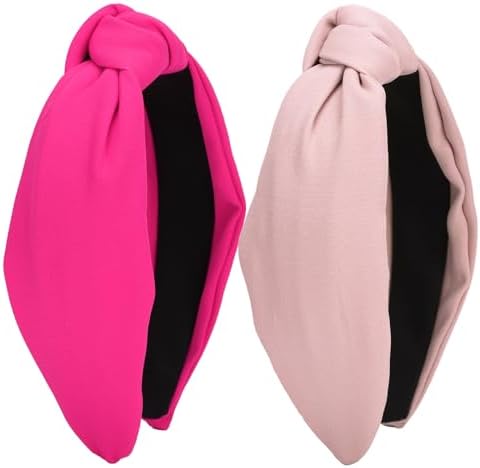 Wecoe 2 Stück Geknotete Stirnbänder Mit Strass & Perlen – Rosa/Rot, Rutschfester Stoff, Für Damen & Mädchen