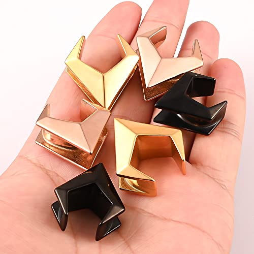 Doearko 2Pcs Ear Gauges Cool Rhombus Saddle Ear Plugs Body Piercing Tunnels 316 Stainless Steel Hypoallergenic Earrings Plugs For Ears Expander Body Jewelry  thumb #5