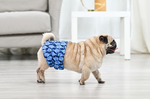 CuteBone Männlich Waschbare Hundewindeln Bauchbänder,3 Stück Wiederverwendbare hund bauchband für Rüden Hochsaugfähige Hundewickel mit Flexiblem Klettverschluss DM07XS-DE