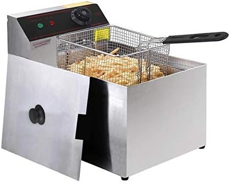 Giantex 1700W Commercial Deep Fryer, 6.4QT Stainless Steel Electric Deep Fryer with Removable Basket, Oil container and Temperature Control for French Fries Turkey Chicken Restaurant Home Kitchen