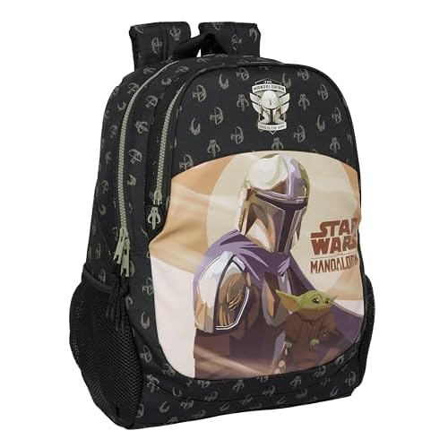 Safta THE MANDALORIAN THIS IS THE WAY - Mochila Escolar Infantil, Ideal para Niños de Diferentes Edades, Cómoda y Versátil, Calidad y Resistencia, 32x16x44 cm, Color Negro
