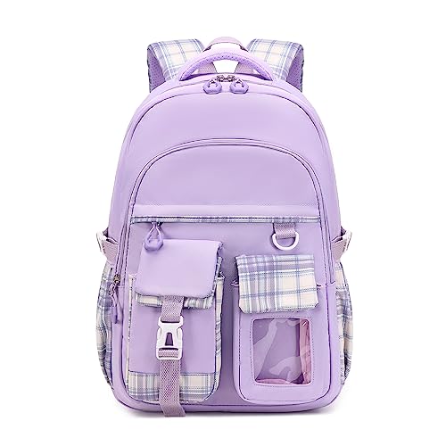 PIG GIRL Kids Backpack, Water-Resistant, Kawaii, Purple