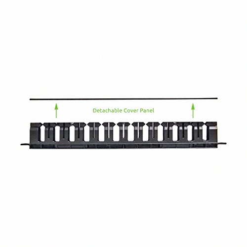 Navepoint 1U Horizontal 19-Inch Rack Mount Cable Management Raceway Duct Panel With Cover Black #TOP2