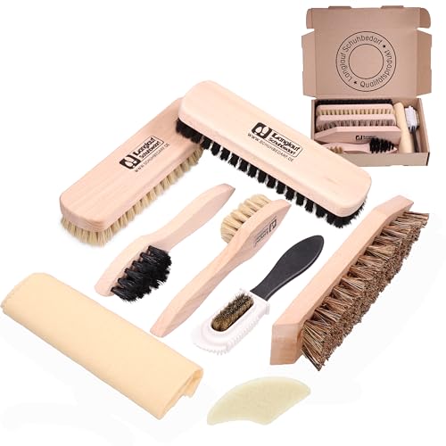 Set regalo 8 spazzole per scarpe in pelle – XXL – Set per la cura delle scarpe – Set per la cura delle scarpe con spazzola per scarpe per pelle liscia, pelle scamosciata, pelle scamosciata – Nuovo con