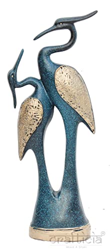 Image of Resin Kissing Swan Duck Pair Showpiece Love Birds Crane Figurine for Home Decor (11X35 cm, Blue)