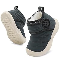 BARERUN Winter Snow Boots for Boy Girl Outdoor Waterproof with Fur Lined Wide Warm Winter Shoes (Infant/Toddler) Grey Baby Shoe Size 18-24 Months