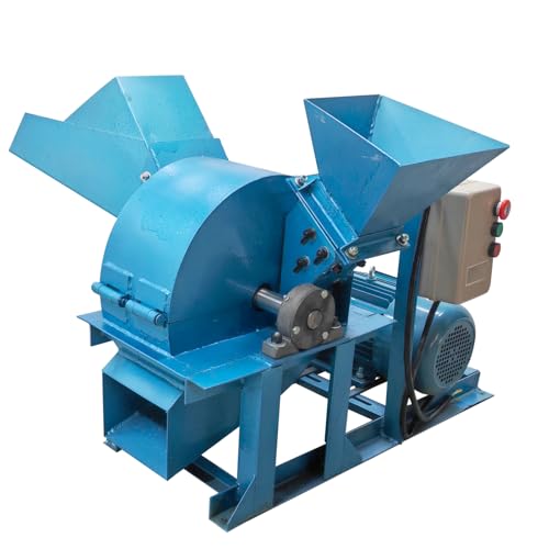 EQCOTWEA Double Inlet Wood Chipper Shredder,4.5KW Heavy-Duty Sawdust Crusher Max 2.5" Branch Capacity for Mulch & Compost with Removable Inlets & 0.79″ Screen 220V 1100Lbs/h