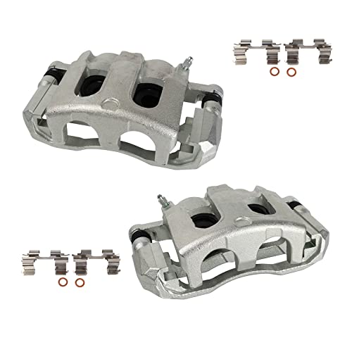 Image of TRQ Front Brake Caliper Set Zinc Coated Brackets Compatible with 2006-2010 Ford Explorer 2007-2010 Explorer Sport Trac 2006-2010 Mercury Mountaineer
