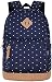 SAMGOO Unisex Packable Lightweight Canvas College Backpacks Travel Hiking Laptop Backpack Rucksack Schoolbags School Book bag Daypack (Navy Blue Polka Dot)