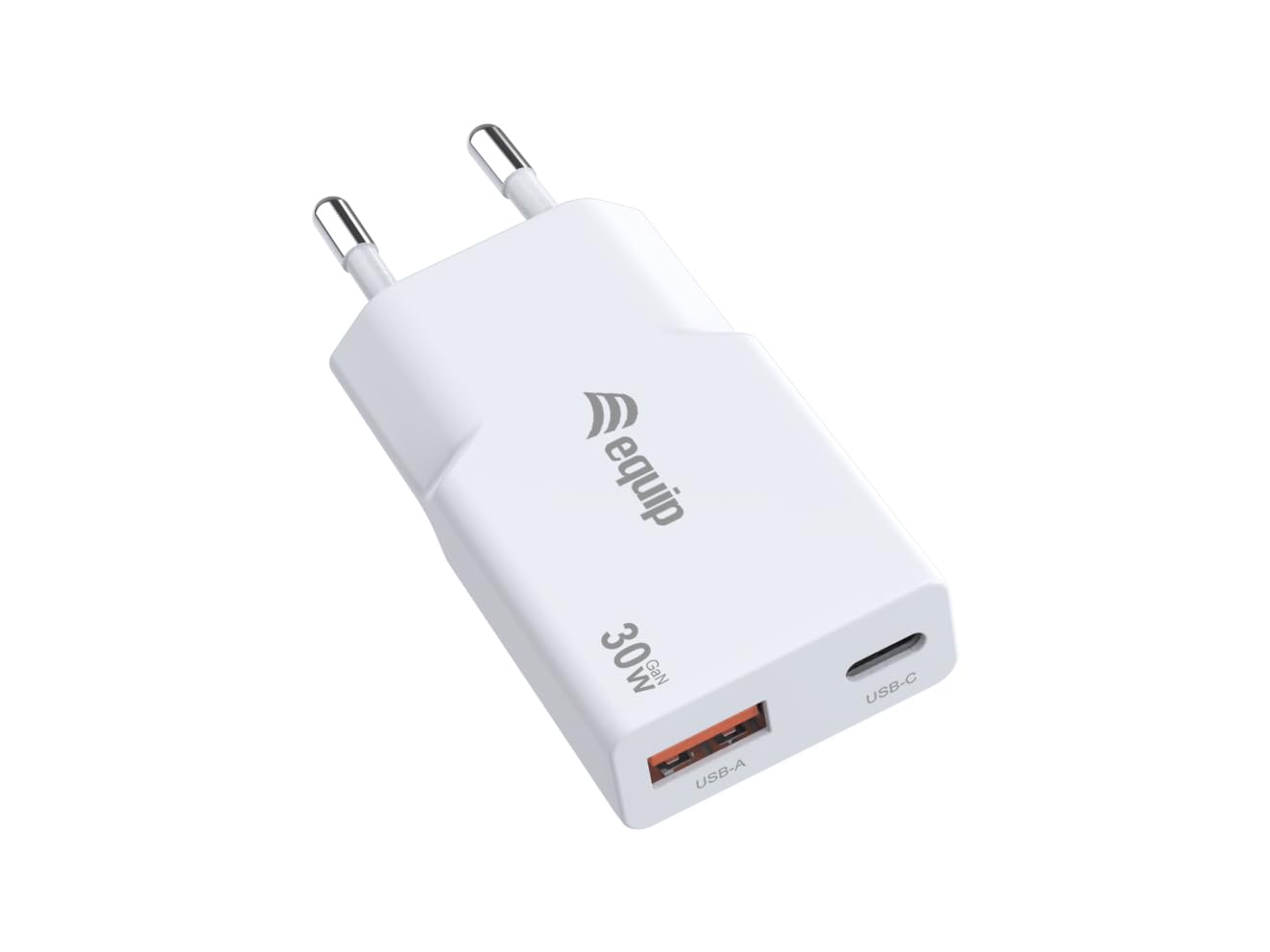 Equip Caricatore a 2 porte da 30 W GaN Slim USB PD, PPS, USB-C x1, USB-A x1