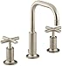 KOHLER K-14406-3-BV Purist Widespread Lavatory Faucet with Low Gooseneck Spout and Low Cross Handles, Vibrant Brushed Bronze