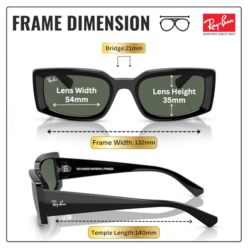 Image of Ray-Ban RB4395 KILIANE BIO-BASED Square-Round Shaped Sunglasses for Men & Women with Official RAYBAN Eyewear Kit