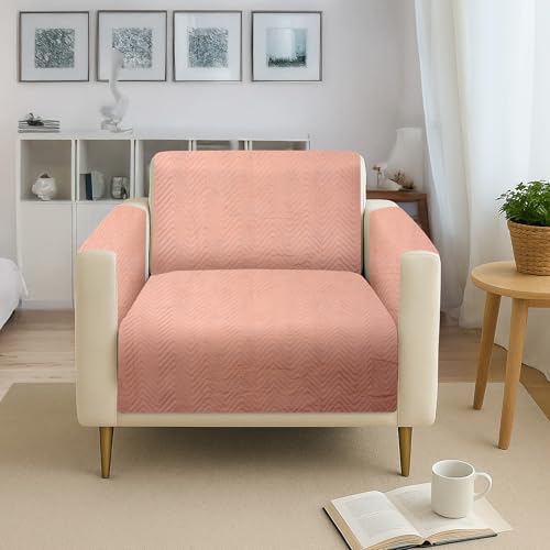 Image of Amazon Basics Printed Quilted Reversible Sofa Topper | 1 Seater | Dual-Tone Design | 175Cm X 60Cm | 325 GSM | Color - Green-Pink, Polyester Blend