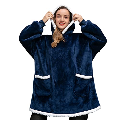 VOKARALA Surdimensionné Sweat à Capuche Unisexe Sweat à Capuche Géant Super Doux et Confortable Convient pour Adulte, Homme, Femme, Adolescent, bleu, taille unique Cover