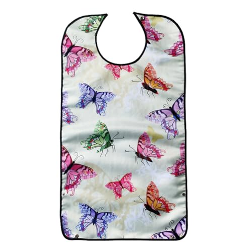 Surakey Adult Bibs for Eating, Butterfly Dining Bib for Elderly Washable Reusable Clothing Protector for Elderly Women 33.9'' x 18.1'', Type 5