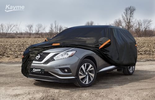 Image of Kayme 7 Layers SUV Car Cover Custom Fit for Nissan Murano (2008-2025) Waterproof All Weather for Automobiles,Outdoor Full Cover Rain Sun UV Protection.Black