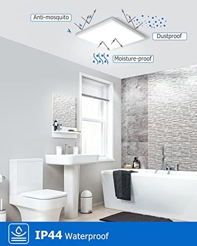 2 Pack LED Ceiling Light Fixtures, 28W 2650lm Bathroom Lights Ceiling, Natural White Flush Ceiling Lights Square Panel, IP44 Water-resistant Bathroom Light For Kitchen Bedroom Living Room OfficeØ 29.5