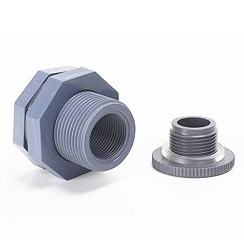 MIKIROY 2PCS 3/4 Inch PVC Rain Barrel Garden Spigot Kit, Bulkhead Fitting Adapter with Plugs for Aquariums, Water Tanks, Tubs, Pools