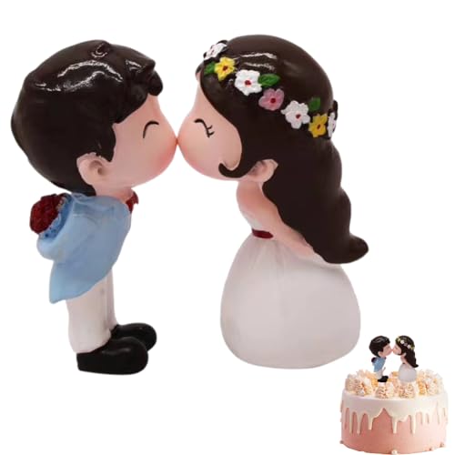 Figura Novios Poliresina, Figura de Novios estilo Hipster para Tarta de Boda - Adorno de Resina de 7 cm - Decoración Divertida para Pasteles Nupciales, Pareja