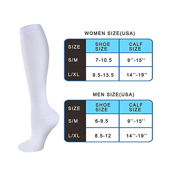 4 Pairs Copper Compression Socks for Men&Women(15-20mmHg), Compression Stocking for Swelling Running Hiking Travel Nursing - Image 6