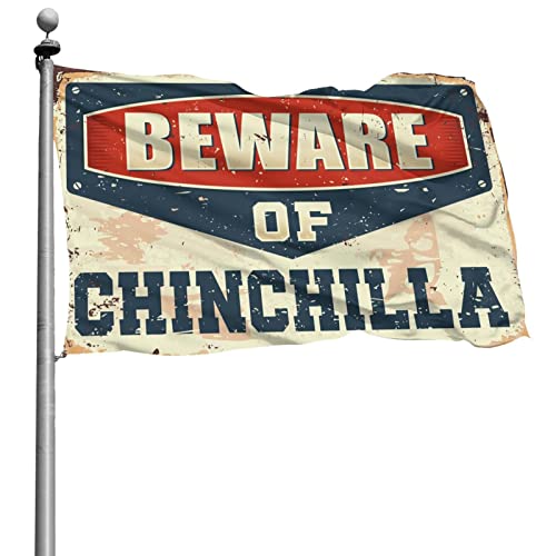 Drapeau Beware Of Chinchilla pour chambre de garçon - 152x244 cm