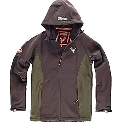 Ropa Para Caza Y Pesca Work Team Cazadora workshell con 2 bolsillos laterales y un bolsillo en pecho, combinada, con capucha. HOMBRE Marron/Verde Caza L