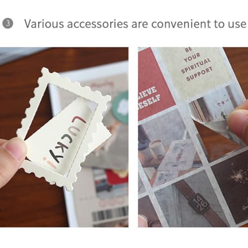 Image of Vintage Scrapbooking Kit A6 Junk Journal Notebook Retro Decals Craft Paper Washi Tape DIY Art Diary Planner Decor Memory Keepsake Present for Teens Girls (by Rotat Street, Beige)