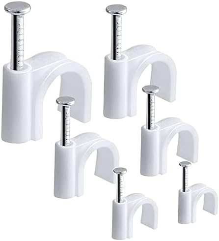 700pcs Round Cable Clips, 3mm, 4mm, 5mm, 6mm 8mm, 10mm, 12mm Cable Nail Clips 7 size Assortment Cable Holder Management Wire Tidy Clips