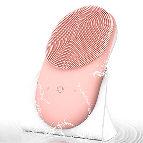 Sonic Facial Cleansing Brush, Petrichor Waterproof Cleansing Brush with 8 Adjustable Speeds, Rechargeable Face Scrubber with Soft Silicone Heated Massage Helps Open pores&Import Essence
