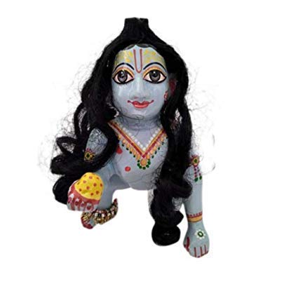 Image of HC- Bal Gopal Wig Sringar Crawley Hair /Laddu Gopal-Marble Krishna Idol Wig sringar According to Idol Size Variation (18 cm)