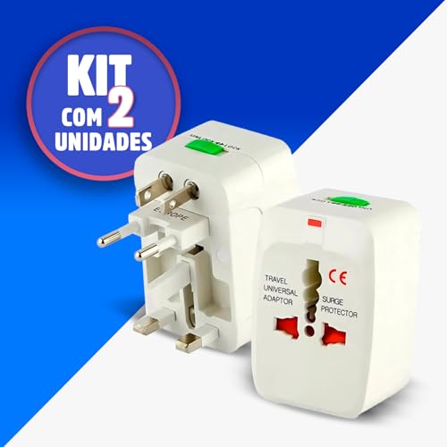 Kit 2 Adaptador Tomada Universal EUA Acessórios para Viagem Europa Americana para Brasileira Viagem