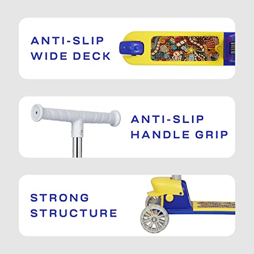 Image of R for Rabbit Road Runner Mario Scooter for Kids of 3+ Years Age, Kids Scooter, Scooter for Kid, 4 Level Height Adjustment, PU LED Wheels & Weight Capacity Upto 75 kg Kick Scooter (Yellow Blue)