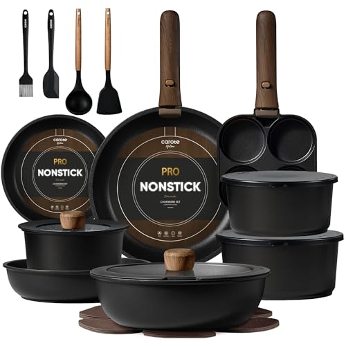 CAROTE 25pcs Pots and Pans Set Non Stick, Cookware Sets,
