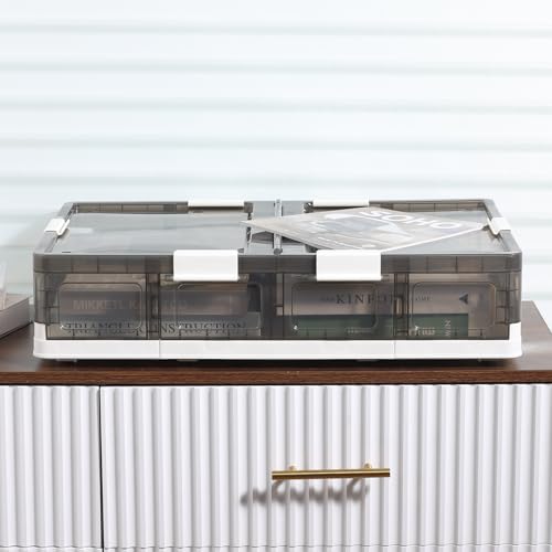 Conteneur de rangement sous le lit à roulettes plastique pliable 38.9L - 8