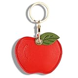 Ltrototea Schutzhülle für AirTag mit Leder Schlüsselanhänger für GPS-Tracker, Kratzfest, mit Schlüsselanhänger im Cartoon-Design für Apple AirTag, Apfel