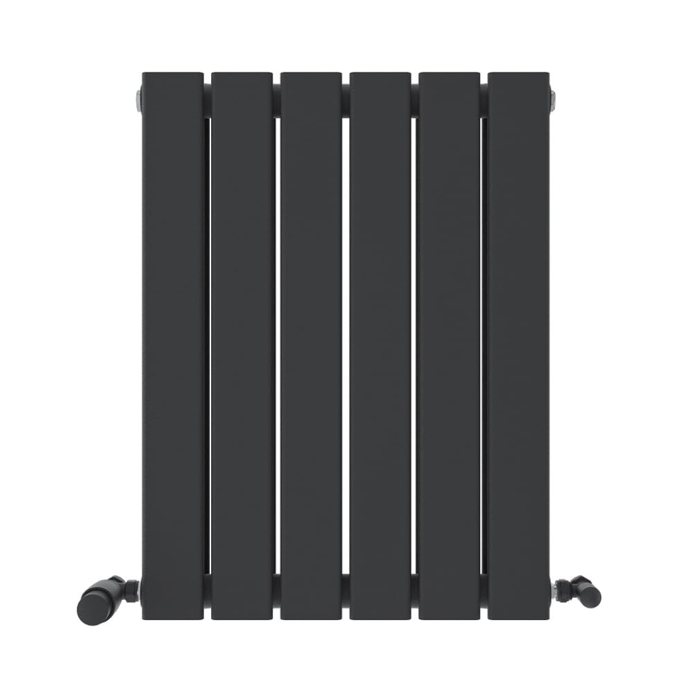 iBathUK Apex Wall Mounted Horizontal Double Slim Flat Panel Radiator, Steel Hydronic Central Heating, Modern Designer Radiator for Bathroom in Matt Anthracite, 600x456mm