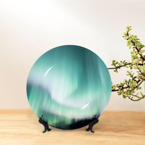 Plato decorativo de porcelana con diseño nubes verdes miniatura 6