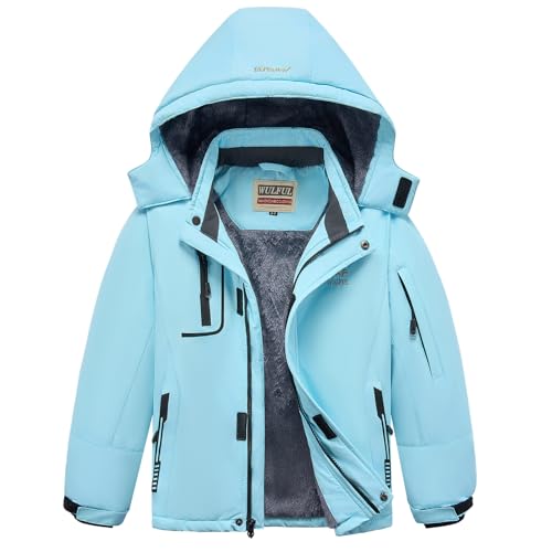 WULFUL Boy's Waterproof Ski Jacket Warm Fleece Hooded Winter Snow Coat
