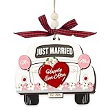 Adorno colgante de madera para boda, decoración de coche casado, regalos de señor y señora y recuerdo de boda, regalos de boda, adorno de madera para parejas, adorno de Navidad