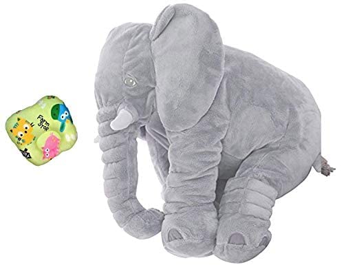 Image of Little Innocents Big Size Fibre Filled Stuffed Animal Elephant Baby Pillow with Ball Soft Toy for Baby of Plush Hugging Pillow Soft Toy for Kids boy Girl Birthday Gift (Grey 60cm) - 1Year Above