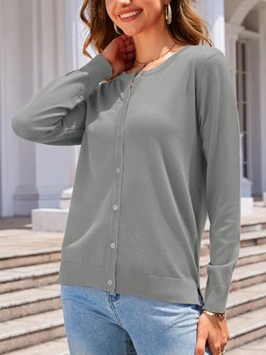 Image of Veryoung Women's 2026 Long Sleeve Lightweight Crewneck Casual Cardigan Sweater S-3XL