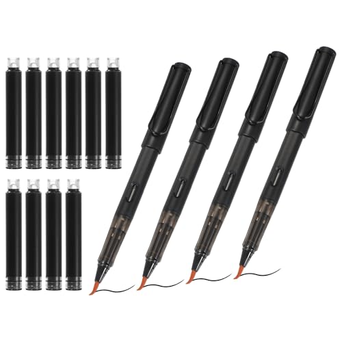 PATIKIL 4Pcs Calligraphy Brush Pens, Fountain Ink Brush Pen Refillable