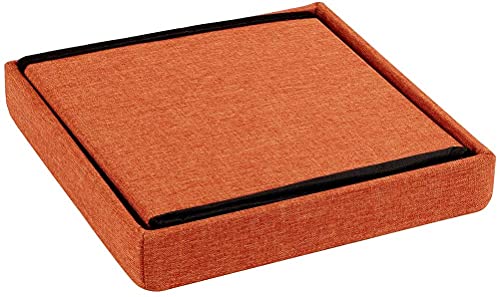 Image of ABTRIX with AB Fabric Folding Organizer Storage Ottoman Bench Footrest Stool Coffee Table Cube, Camping Fishing Toys Chest Stool, Quick and Easy Assembly, 22L Capacity, Padded (30X30X30 Cm, Orange)
