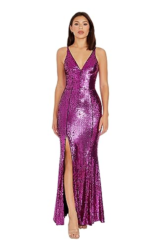Dress the Population Women's Iris Sequin, Maxi, Bodycon, V-Neck Dress, Violet Multi, X-Large