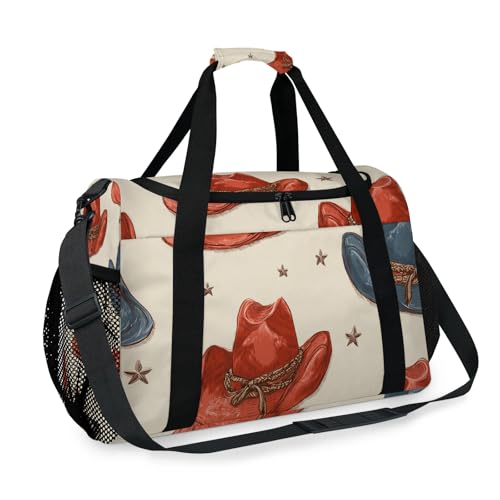 Cowboy Hat Vintage Travel Duffel Bag Weekender Overnight Bags for Women Men Foldable Waterproof Tote Bag with Trolley Sleeve2