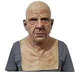 Realistic Old Man Mask Wrinkle Face Human Mask Halloween Novelty Skin Creepy Costume Party Latex Full Head Mask for Adult