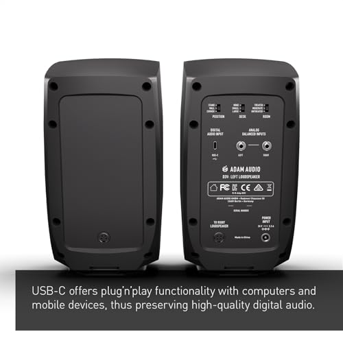 Image of ADAM Audio D3V Active Desktop Monitoring System with USB-C Connection (Pair, Black)
