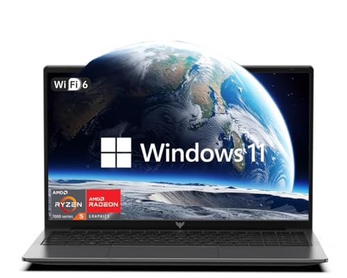 Image of KAIGERR Light Gaming Laptop, AMD Ryzen 5 7430U (up to 4.3GHz), 16GB RAM 512GB NVMe SSD, 15.6 inch IPS Display, WiFi 6 Bluetooth 5.2, Numeric Keypad, HDMI Type-C