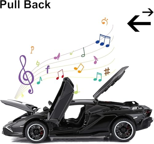 Image of 1:32 Lamborghini Sian Die-cast Metal Toy Car Pull Back Super car with Openable Doors with Sound and Light for Gifts Toys for Kids